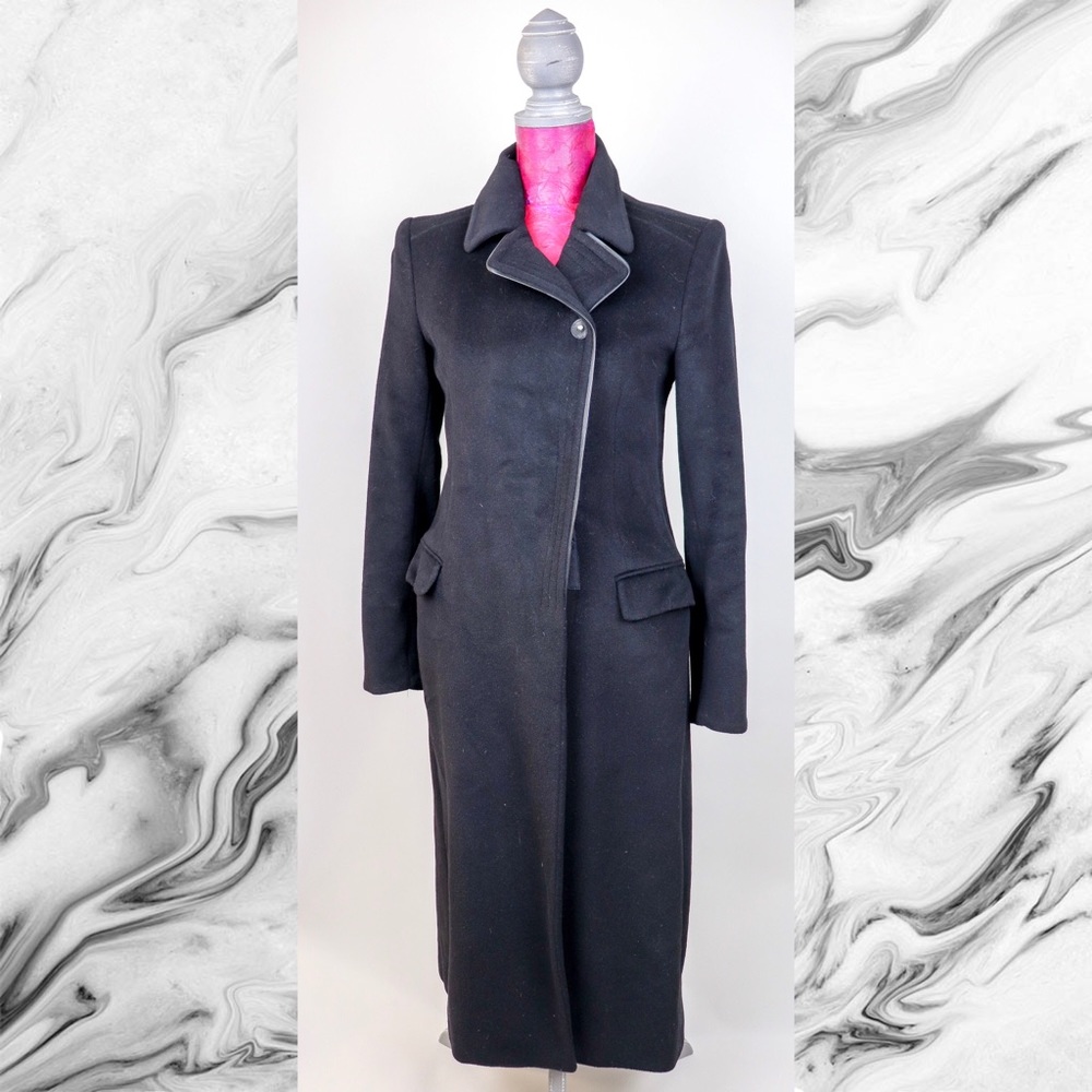 GENNY Black Vintage Long Wool & Angora Coat Medium